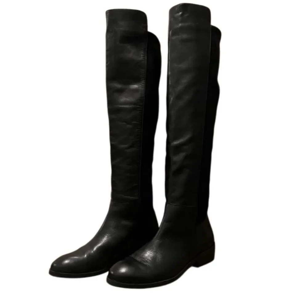 Black Leather 50/50 Riding Boot Over Knee Sole Society Calypso Tall Equestrian 6